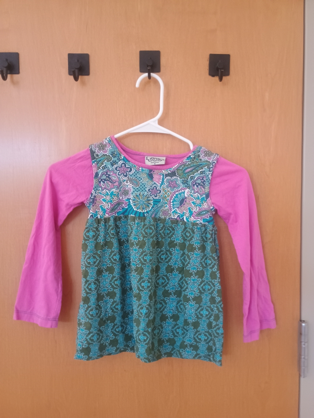 Flit & Flitter Girl Long Sleeve Pink Teal Paisley Floral boho Colorful Tunic Top - Picture 2 of 11